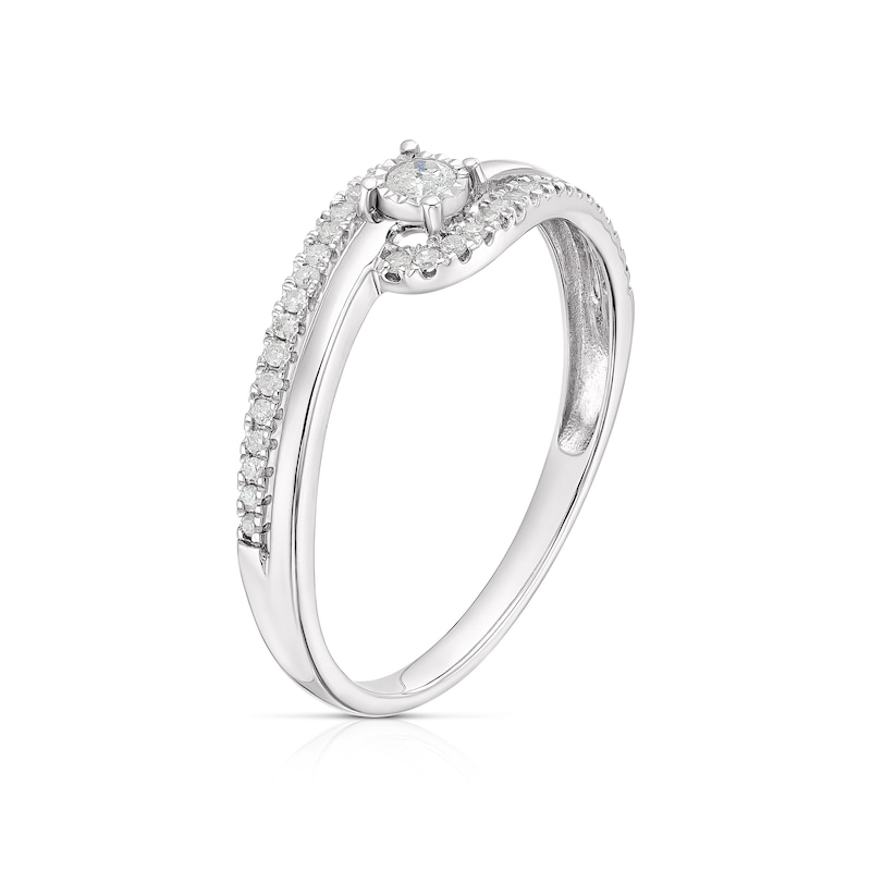 Main Image 2 of 9ct White Gold 0.15ct Diamond Illusion Set Ring