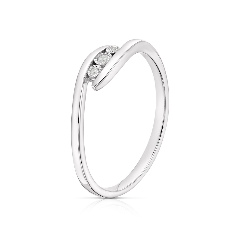 9ct White Gold Diamond Wrap Trilogy Ring