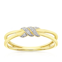 9ct Yellow Gold 0.03ct Diamond Knot Round Cut Ring