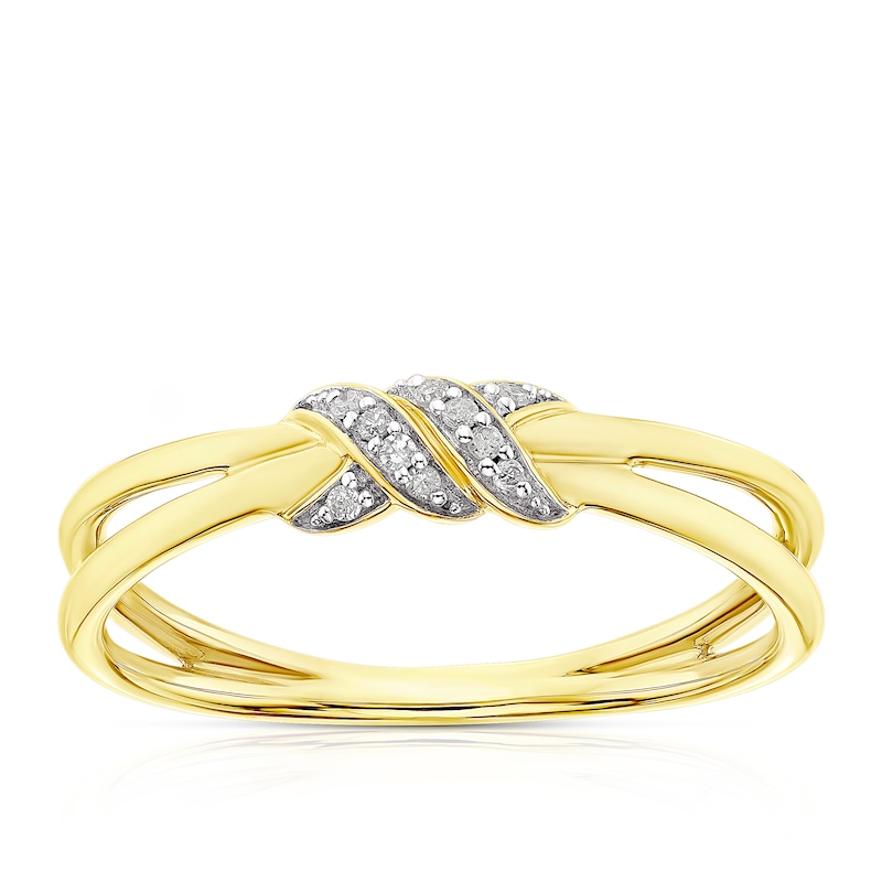 Main Image 1 of 9ct Yellow Gold 0.03ct Diamond Knot Round Cut Ring