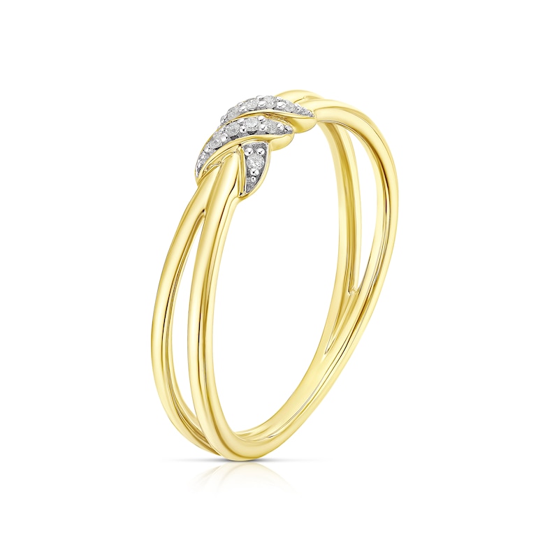 Main Image 2 of 9ct Yellow Gold 0.03ct Diamond Knot Round Cut Ring