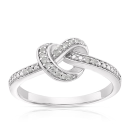 Sterling Silver 0.10ct Diamond Knot Eternity Ring