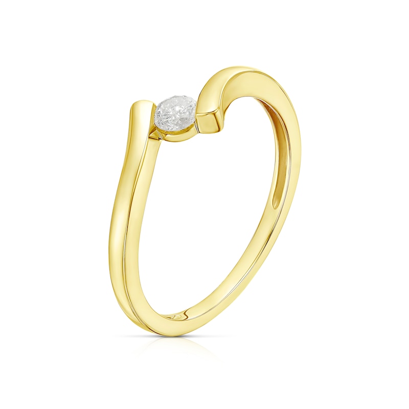 9ct Yellow Gold 0.10ct Diamond Wrap Round Cut Solitaire Ring