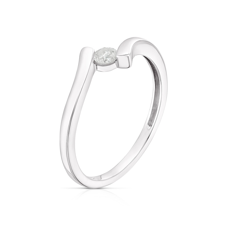 9ct White Gold 0.10ct Diamond Wrap Round Cut Solitaire Ring