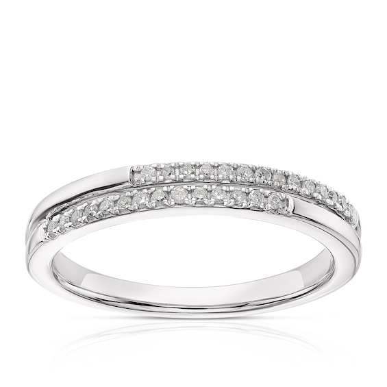 Sterling Silver 0.10ct Diamond Double Row Eternity Ring