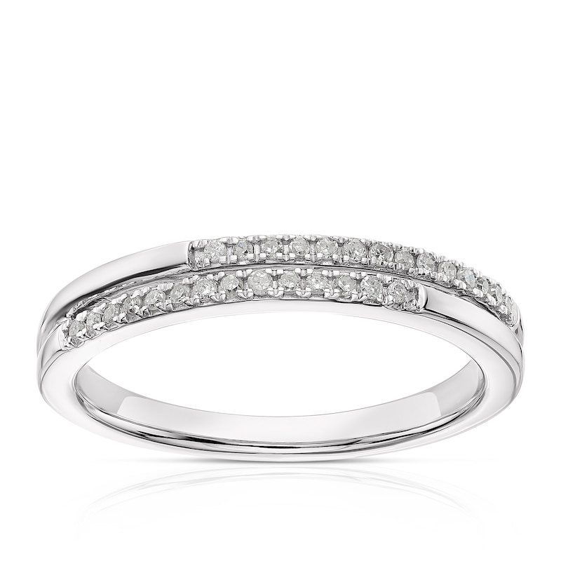 Main Image 1 of Sterling Silver 0.10ct Diamond Double Row Eternity Ring
