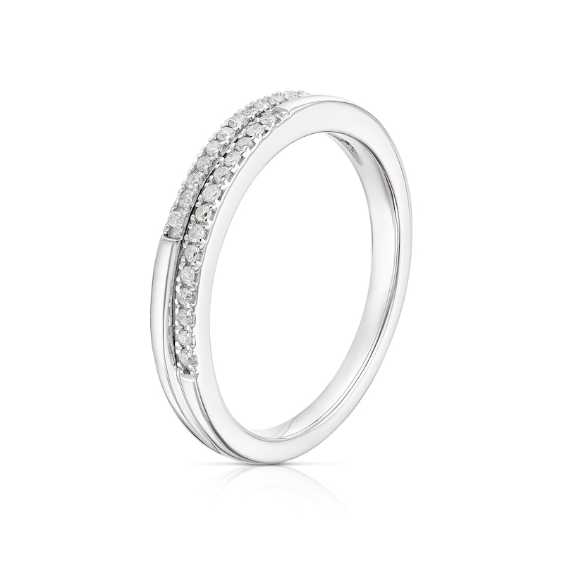 Main Image 2 of Sterling Silver 0.10ct Diamond Double Row Eternity Ring