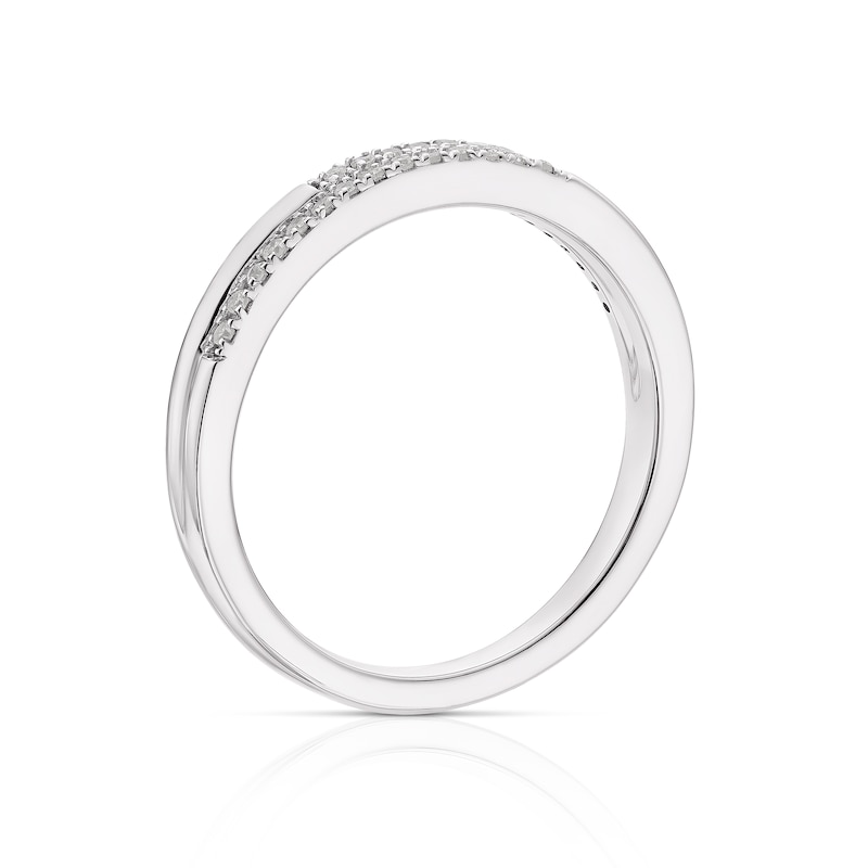 Main Image 3 of Sterling Silver 0.10ct Diamond Double Row Eternity Ring