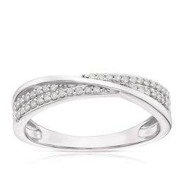 Sterling Silver 0.15ct Diamond Double Row Twist Eternity Ring