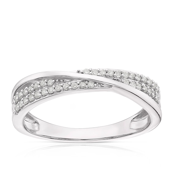 Sterling Silver 0.15ct Diamond Double Row Twist Eternity Rin