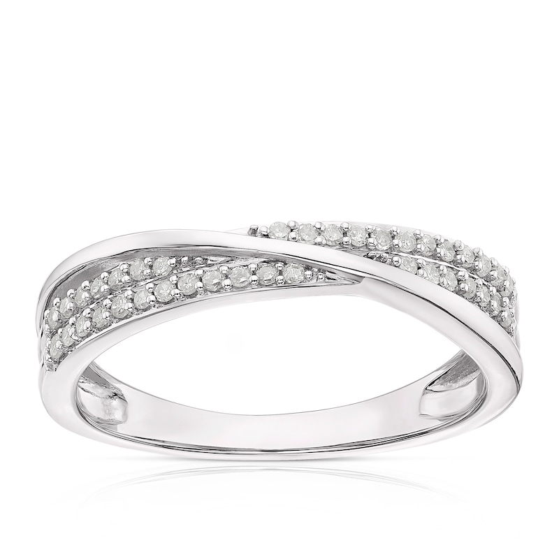 Sterling Silver 0.15ct Diamond Double Row Twist Eternity Ring