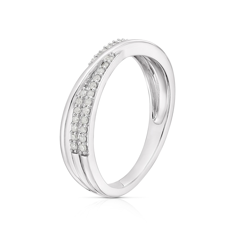 Sterling Silver 0.15ct Diamond Double Row Twist Eternity Ring