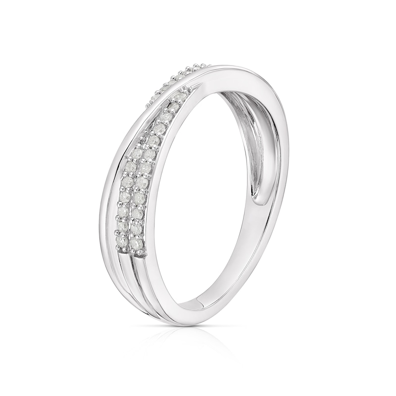 Main Image 2 of Sterling Silver 0.15ct Diamond Double Row Twist Eternity Ring