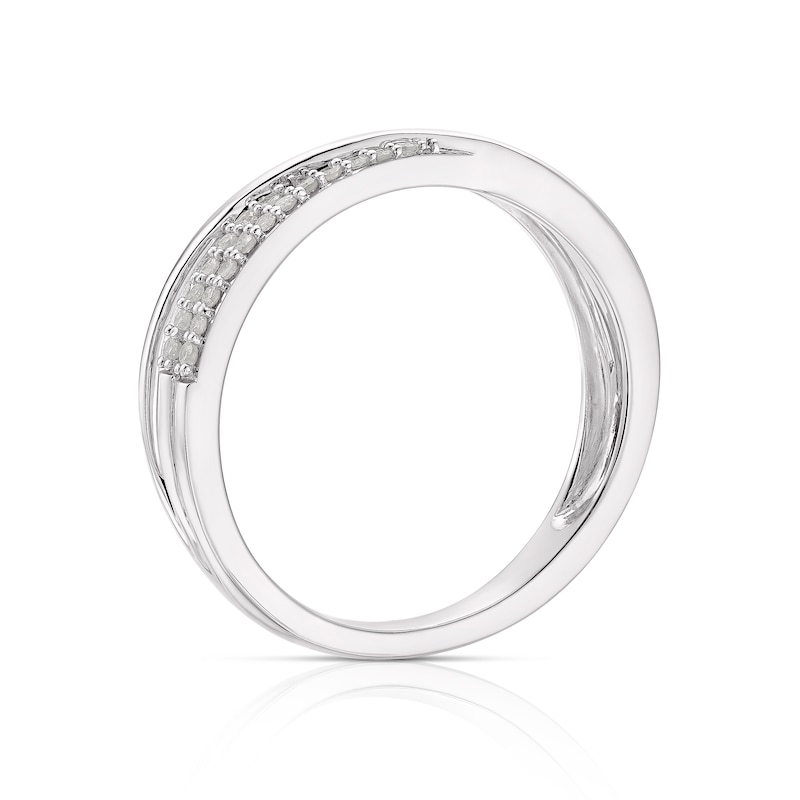 Main Image 3 of Sterling Silver 0.15ct Diamond Double Row Twist Eternity Ring