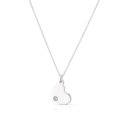 Children's Sterling Silver April Clear Crystal Heart Pendant Necklace