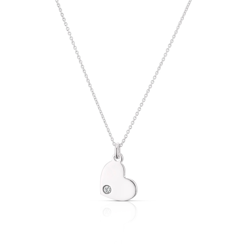 Main Image 1 of Children's Sterling Silver April Clear Crystal Heart Pendant Necklace