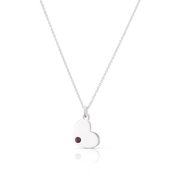 Children's Sterling Silver January Red Crystal Heart Pendant Necklace