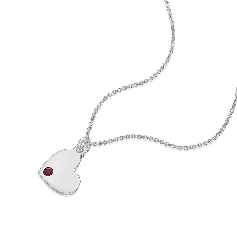 Main Image 2 of Children's Sterling Silver January Red Crystal Heart Pendant Necklace