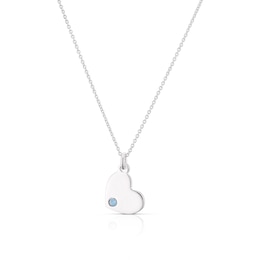 Children's Sterling Silver June Clear Crystal Heart Pendant Necklace