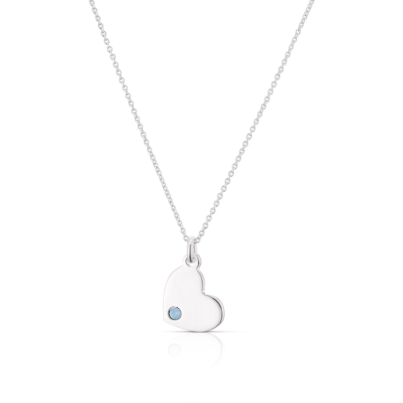 Children's Sterling Silver June Clear Crystal Heart Pendant Necklace