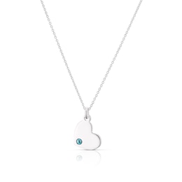 Children's Sterling Silver March Blue Crystal Heart Pendant Necklace