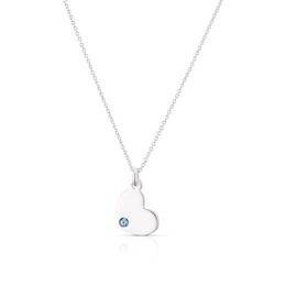 Children's Sterling Silver November Light Blue Crystal Heart Pendant Necklace