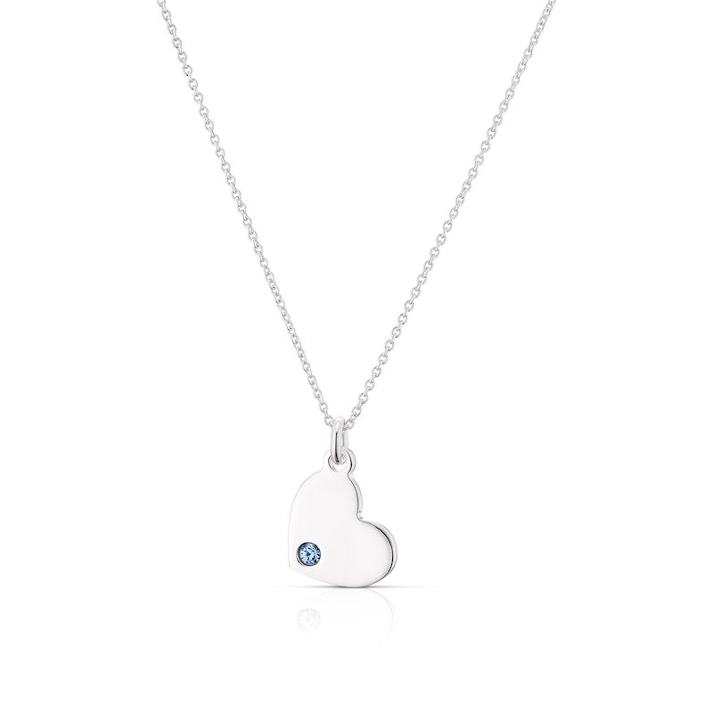 Main Image 1 of Children's Sterling Silver November Light Blue Crystal Heart Pendant Necklace