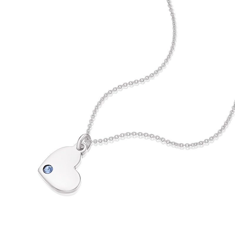 Main Image 2 of Children's Sterling Silver November Light Blue Crystal Heart Pendant Necklace