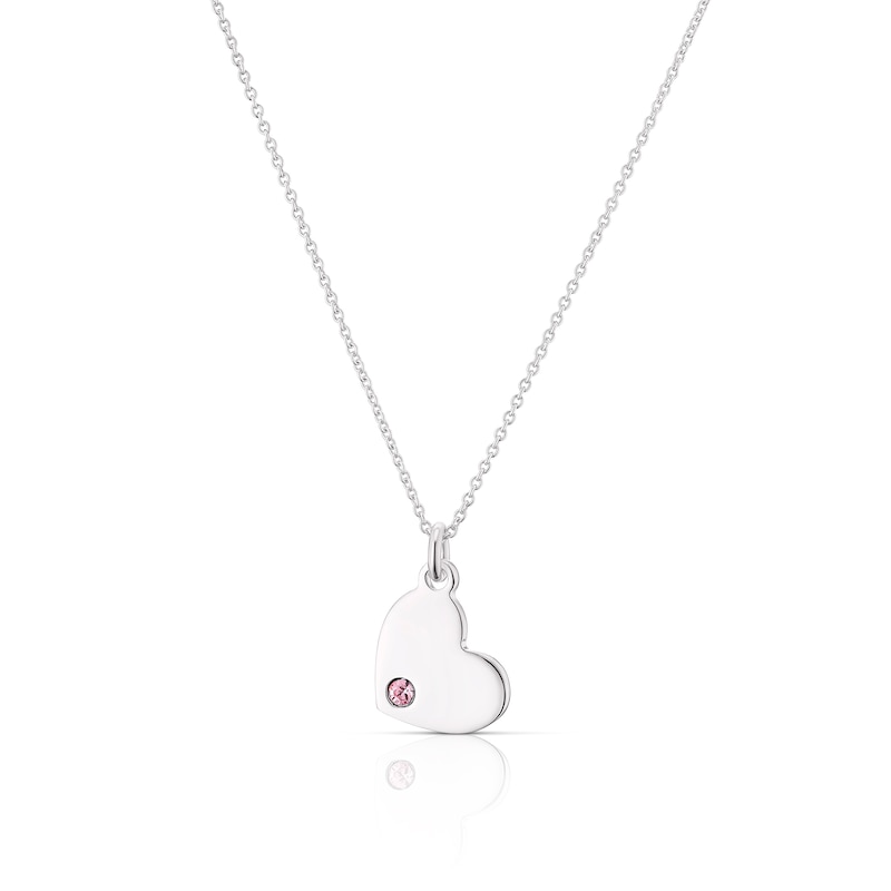 Main Image 1 of Children's Sterling Silver October Purple Crystal Heart Pendant Necklace