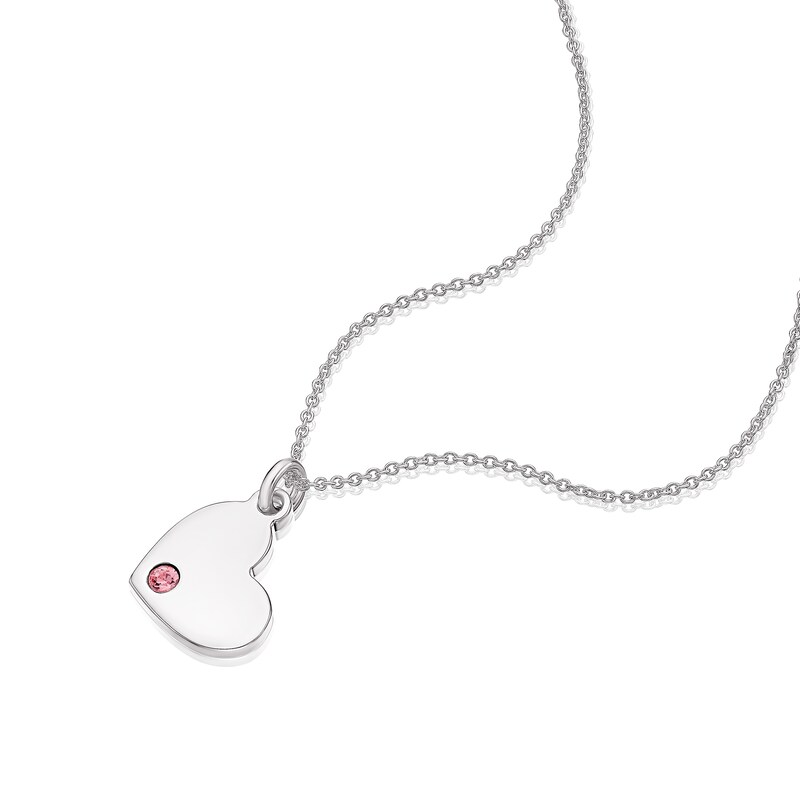 Main Image 2 of Children's Sterling Silver October Purple Crystal Heart Pendant Necklace