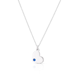 Children's Sterling Silver September Dark Blue Crystal Heart Pendant Necklace