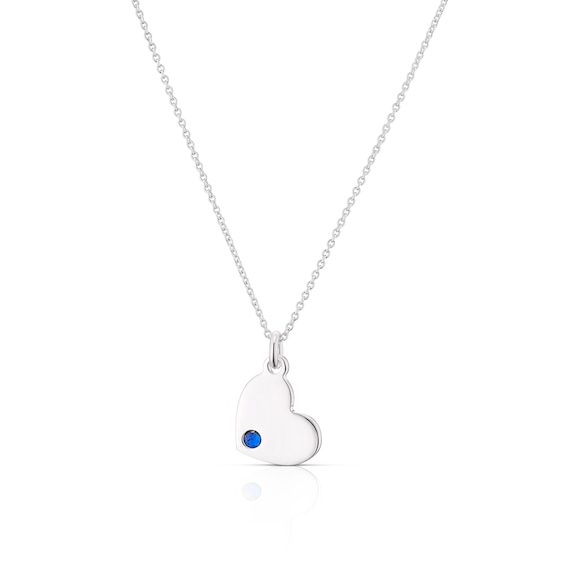 Childrens Sterling Silver September Dark Blue Crystal Heart 