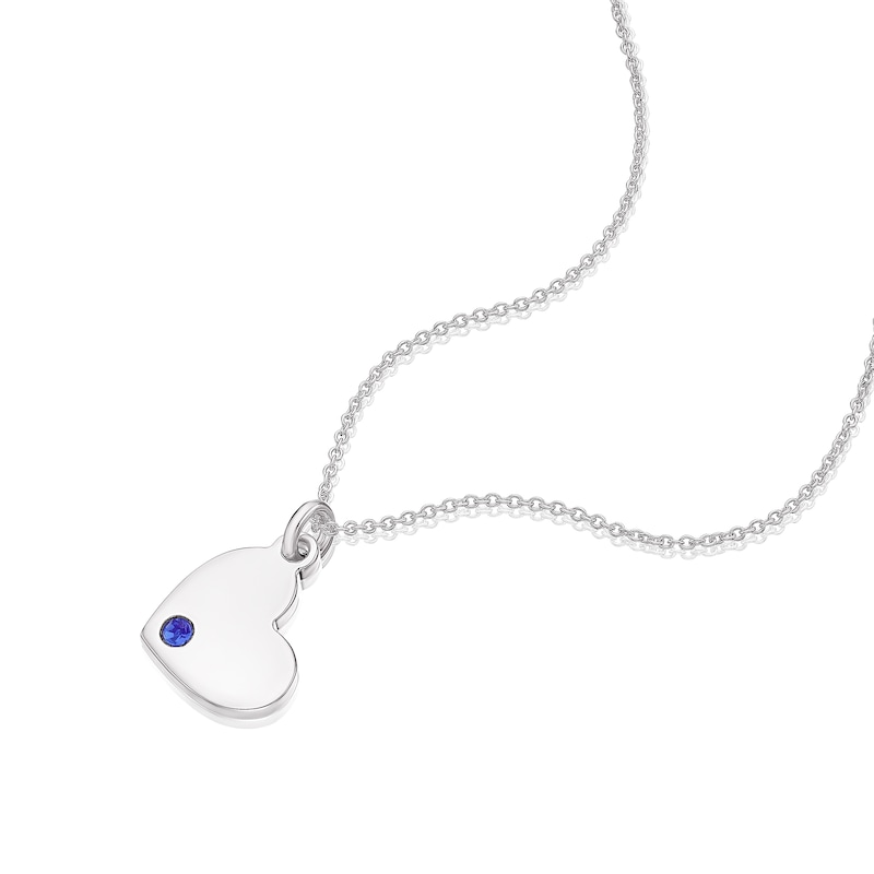 Main Image 2 of Children's Sterling Silver September Dark Blue Crystal Heart Pendant Necklace