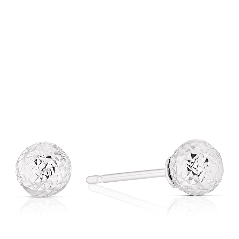 Main Image 1 of Sterling Silver Diamond Cut 6mm Stud Earrings