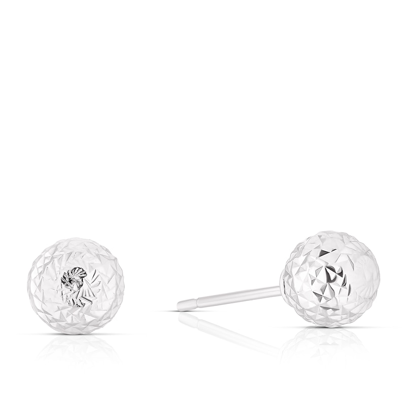 Main Image 1 of Sterling Silver Diamond Cut 8mm Stud Earrings