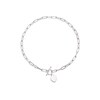 Thumbnail Image 2 of Sterling Silver Flat Shiny Heart T-Bar Pendant Paper link Chain Necklace