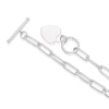 Thumbnail Image 3 of Sterling Silver Flat Shiny Heart T-Bar Pendant Paper link Chain Necklace