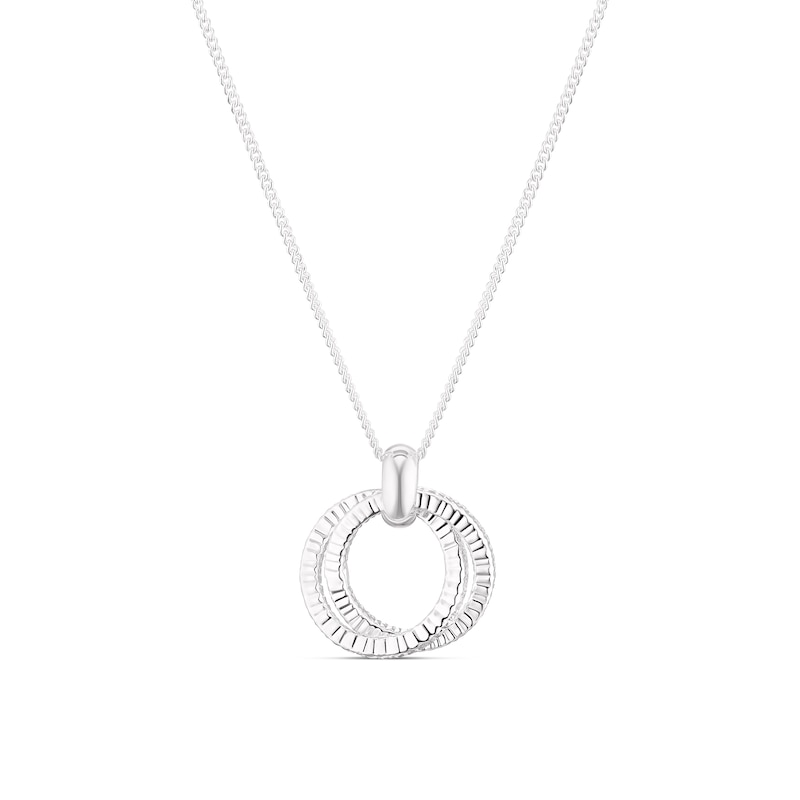 Main Image 1 of Sterling Silver Double Circle Pendant Necklace
