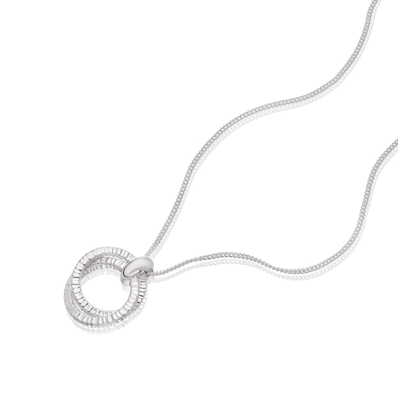 Main Image 2 of Sterling Silver Double Circle Pendant Necklace