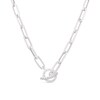 Thumbnail Image 1 of Sterling Silver Cubic Zirconia T-Bar Paper link Chain Necklace