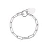 Thumbnail Image 1 of Sterling Silver Flat Shiny Heart T-Bar Paper link Bracelet