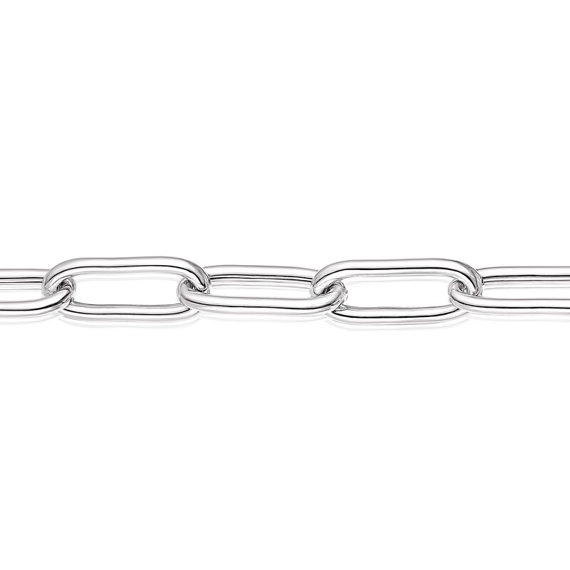 Sterling Silver Flat Shiny Heart T-Bar Paper link Bracelet