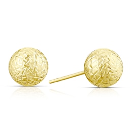 9ct Yellow Gold Diamond Cut 8mm Ball Stud Earrings