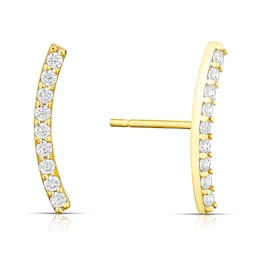 9ct Yellow Gold Cubic Zirconia Climber Stud Earrings