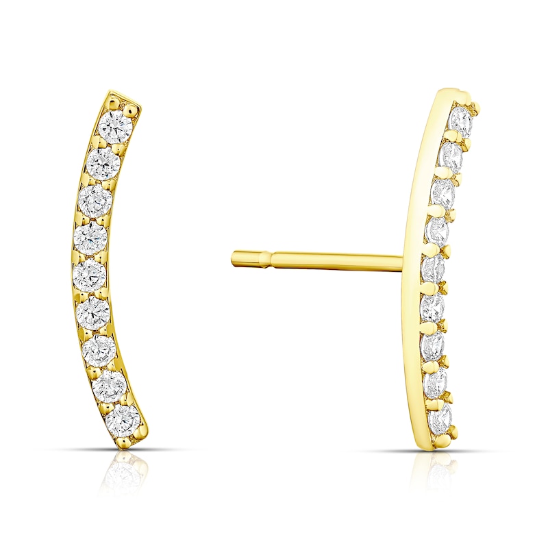 Main Image 1 of 9ct Yellow Gold Cubic Zirconia Climber Stud Earrings
