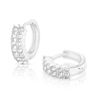 Thumbnail Image 1 of Sterling Silver Cubic Zirconia Double Row Huggie Hoop Earrings