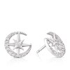 Thumbnail Image 1 of Sterling Silver Cubic Zirconia Moon & Star Celestial Stud Earrings