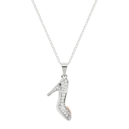Disney Cinderella Sterling Silver Cubic Zirconia Glass Slipper Pendant Necklace