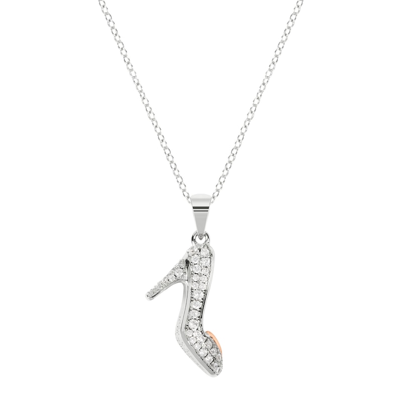 Main Image 1 of Disney Cinderella Sterling Silver Cubic Zirconia Glass Slipper Pendant Necklace