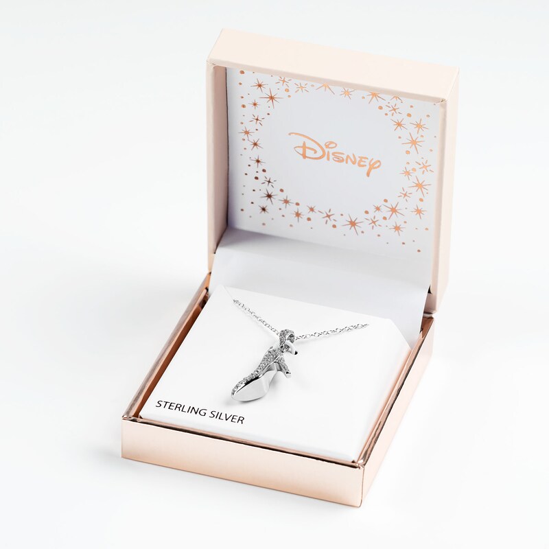 Main Image 3 of Disney Cinderella Sterling Silver Cubic Zirconia Glass Slipper Pendant Necklace